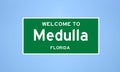 Medulla, Florida city limit sign. Town sign from the USA.