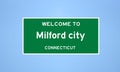 Milford city , Connecticut city limit sign. Town sign from the USA
