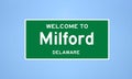 Milford, Delaware city limit sign. Town sign from the USA.