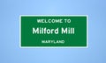 Milford Mill, Maryland city limit sign. Town sign from the USA