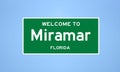 Miramar, Florida city limit sign. Town sign from the USA.