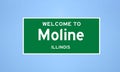 Moline, Illinois city limit sign. Town sign from the USA.