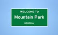 Mountain Park, Georgia city limit sign. Town sign from the USA