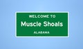 Muscle Shoals, Alabama city limit sign. Town sign from the USA