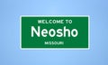 Neosho, Missouri city limit sign. Town sign from the USA.