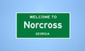 Norcross, Georgia city limit sign. Town sign from the USA.