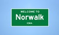 Norwalk, Iowa city limit sign. Town sign from the USA.