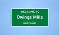 Owings Mills, Maryland city limit sign. Town sign from the USA Royalty Free Stock Photo