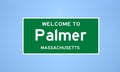 Palmer, Massachusetts city limit sign. Town sign from the USA.