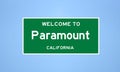 Paramount, California city limit sign. Town sign from the USA.