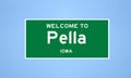 Pella, Iowa city limit sign. Town sign from the USA.