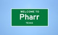 Pharr, Texas city limit sign. Town sign from the USA.