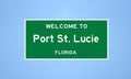 Port St. Lucie, Florida city limit sign. Town sign from the USA