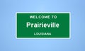 Prairieville, Louisiana city limit sign. Town sign from the USA