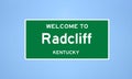 Radcliff, Kentucky city limit sign. Town sign from the USA. Royalty Free Stock Photo