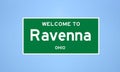 Ravenna, Ohio city limit sign. Town sign from the USA.