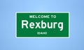 Rexburg, Idaho city limit sign. Town sign from the USA.