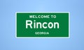Rincon, Georgia city limit sign. Town sign from the USA.