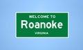 Roanoke, Virginia city limit sign. Town sign from the USA.