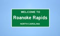 Roanoke Rapids, North Carolina city limit sign. Town sign from the USA