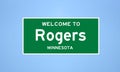 Rogers, Minnesota city limit sign. Town sign from the USA.