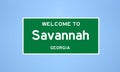 Savannah, Georgia city limit sign. Town sign from the USA.
