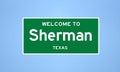 Sherman, Texas city limit sign. Town sign from the USA.