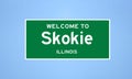 Skokie, Illinois city limit sign. Town sign from the USA. Royalty Free Stock Photo