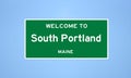 South Portland, Maine city limit sign. Town sign from the USA
