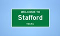 Stafford, Texas city limit sign. Town sign from the USA.