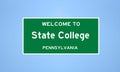 State College, Pennsylvania city limit sign. Town sign from the USA