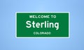 Sterling, Colorado city limit sign. Town sign from the USA.