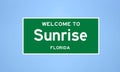 Sunrise, Florida city limit sign. Town sign from the USA.