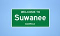 Suwanee, Georgia city limit sign. Town sign from the USA.