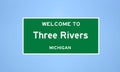 Three Rivers, Michigan city limit sign. Town sign from the USA