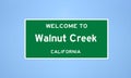 Walnut Creek, California city limit sign. Town sign from the USA