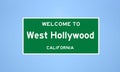 West Hollywood, California city limit sign. Town sign from the USA Royalty Free Stock Photo