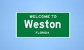 Weston, Florida city limit sign. Town sign from the USA.