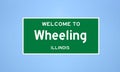 Wheeling, Illinois city limit sign. Town sign from the USA.