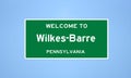 Wilkes-Barre, Pennsylvania city limit sign. Town sign from the USA