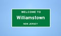 Williamstown, New Jersey city limit sign. Town sign from the USA