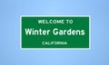 Winter Gardens, California city limit sign. Town sign from the USA