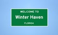 Winter Haven, Florida city limit sign. Town sign from the USA