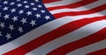 Isolated USA flag waving - close up of United States of America national flag flowing in the wind in US American democracy and Royalty Free Stock Photo