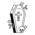 Isolated Vampire coffin Halloween season Vector