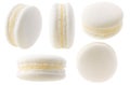 Isolated vanilla macaroon at different angles