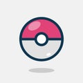 Isolated vector ball sign. Pokeball symbol. Popular pokemon game concept icon. Web icon. Popular app. Pokemon ball line Royalty Free Stock Photo