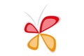 Isolated vector Butterfly in red, gray and orange colors.