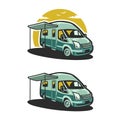 Camper van motorhome vector isolated illustration