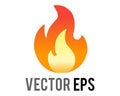 Vector cartoon styled depicted as gradient orange, yellow flickering flame fire icon Royalty Free Stock Photo